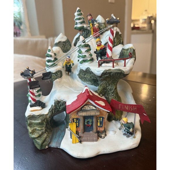 Vintage Porcelain Ski Mountain with Figurines Santa's Workbench 2002 - Picture 1 of 14